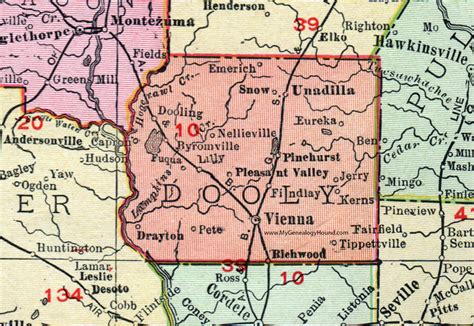 Dooly County Georgia 1911 Map Rand Mcnally Vienna Unadilla