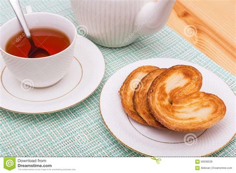 Cup Of Tea With Cookies Stock Photo Image Of Dessert 56536528
