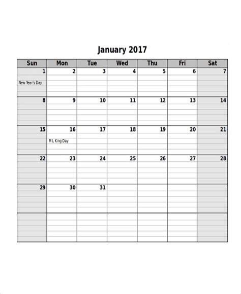 Free 9 Sample Printable Calendar Templates In Ms Word Monthly