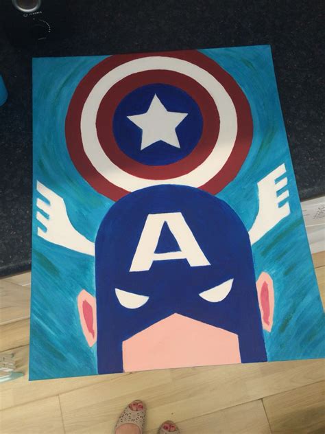 Captain America Acrylic Paint Canvas Hand Painted Captain