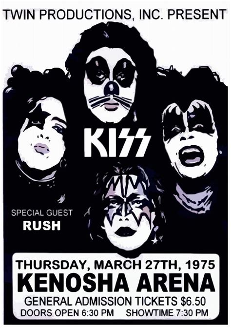 Kiss Vintage Poster Kenosha Arena 1975 Concert Posters Kiss Concert Vintage Concert Posters