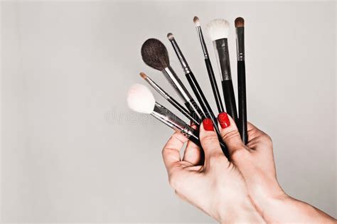 Set Of Cosmetics Studio Photo Of Makeup Accessories On White