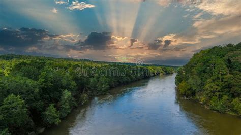 A Stunning Aerial Shot Of The Chattahoochee River Surrounded By Lush