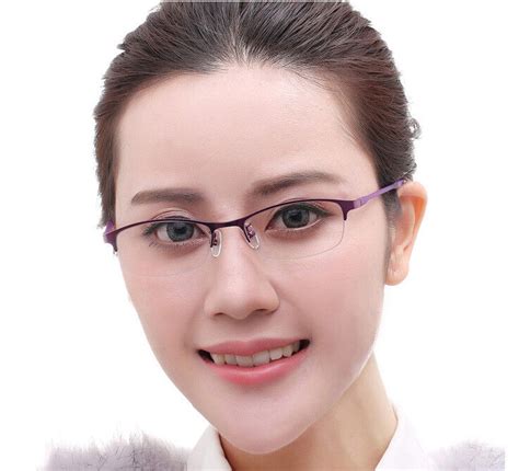 Womens Half Rimless Eyeglasses Frames Meta Andtr90 Spectacles Flexible Rx Able Ebay