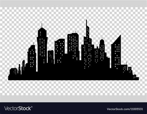 City Skyline In Grey Colors Buildings Silhouette Vector Image