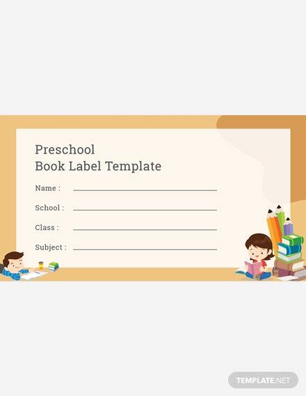 Free Preschool Book Label Template Word Doc Psd