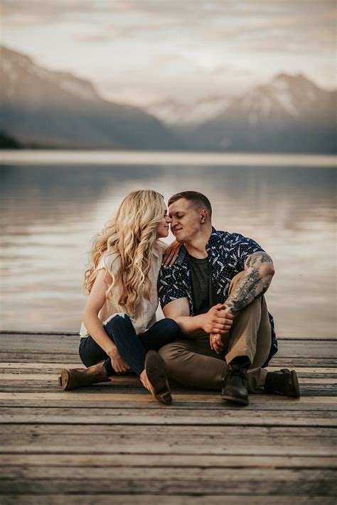 Jake And Felicia Glacier National Park Couples Session Lake Photoshoot Couples Photoshoot