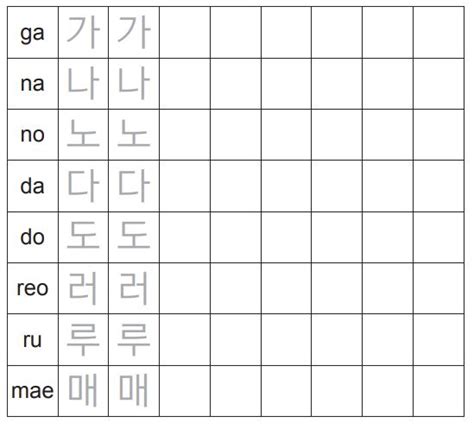 Korean Vowels And Consonants Worksheets Korean Styles