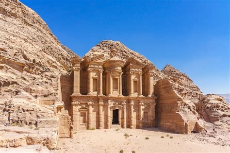 Premium Photo Famous Facade Of Ad Deir In Ancient City Petra Jordan