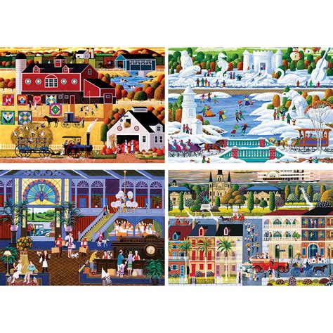 Set Of 4 Heronim Hometown 1000 Piece Jigsaw Puzzles Spilsbury