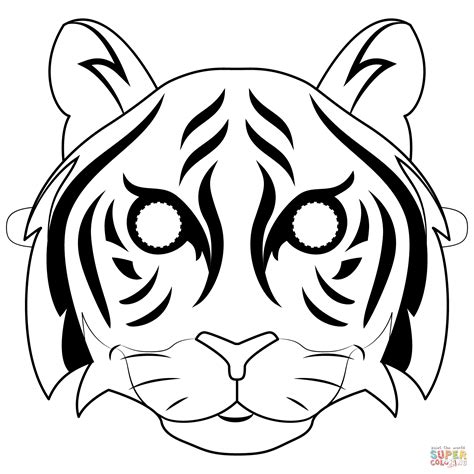 Dibujo de Máscara de Tigre para colorear Dibujos para colorear