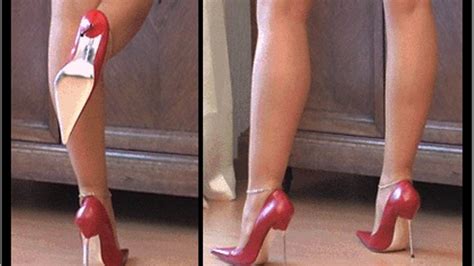 New Pumps Fitting Posing Sensual Dipping 2 Red Pumps Pantyhose N Y L O N S Shoeplay Clips4sale