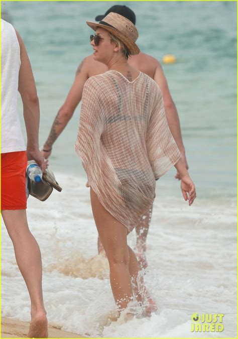 Full Sized Photo Of Kaley Cuoco Covers Bikini Body With Sheer Wrap 15