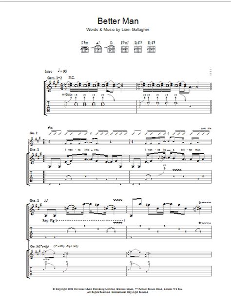 Better Man By Oasis Guitar Tab Guitar Instructor