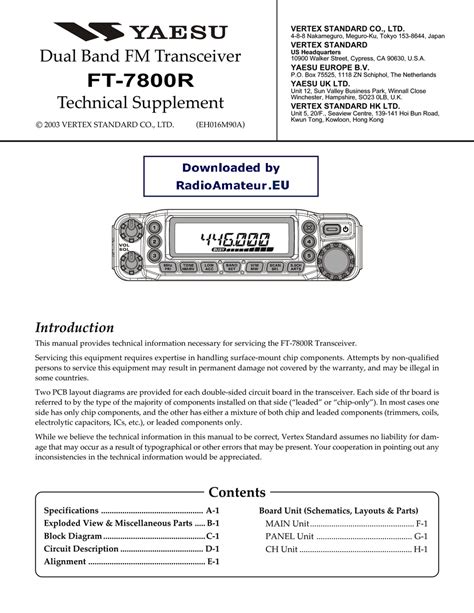 Yaesu Ft 7800r Technical Supplement Pdf Download Manualslib