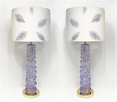Pair Of Purple Cased Murano Glass Lamps At 1stdibs
