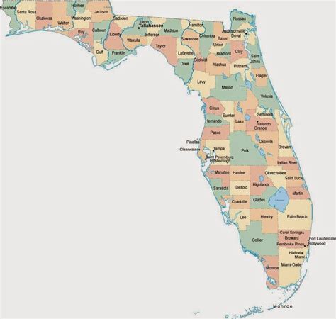 Printable County Map Of Florida Counties