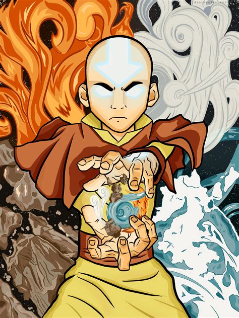 I Drew This Wallpaper Of Aang In The Avatar State Atla