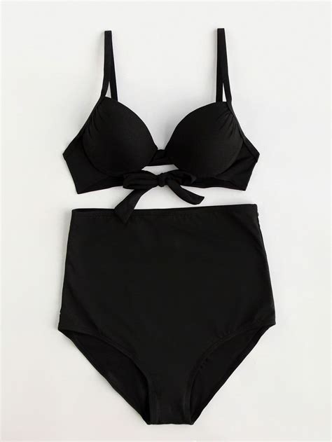 Shop High Waist Bustier Bikini Set Online Shein Offers High Waist