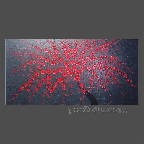 Abstract Acrylic Painting Large Canvas Cherry Tree Red