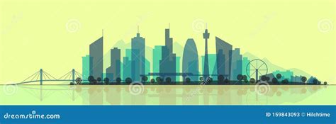 Futuristic Cityscape Silhouette Illustration Modern City Panorama