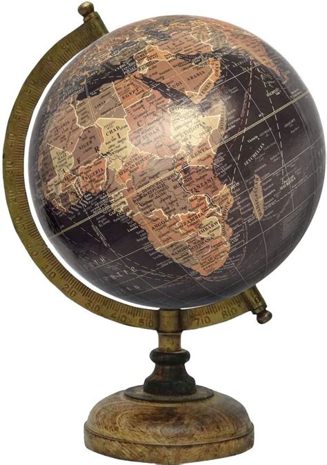 8 Black Multi Brown Educational Antique Globe With Brass Antique Arc
