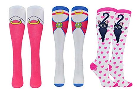 Sailor Moon Socks Cosplay 3 Pair Women Sailor Moon Ts Knee High Costume Socks Fits