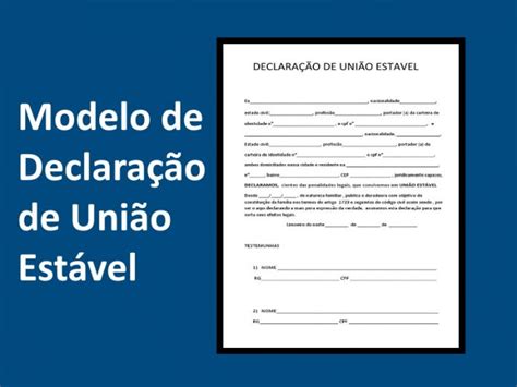 Modelo De DeclaraÇÃo De UniÃo EstÁvel → Como Fazer