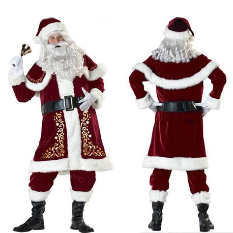 Full Set Of Christmas Cosplay Costumes Santa Claus For Adults Red Christmas Clothes Santa Claus