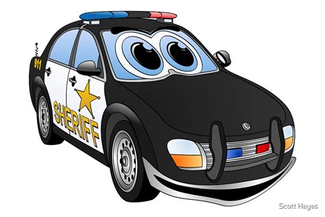 Sheriff Black White Car Cartoon By Graphxpro Redbubble