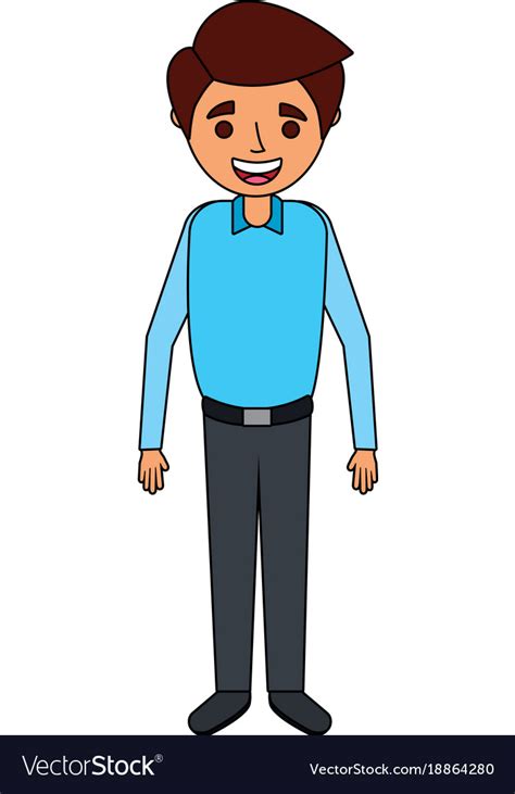 Young Man Cartoon Standing Character Smiling Vector Image