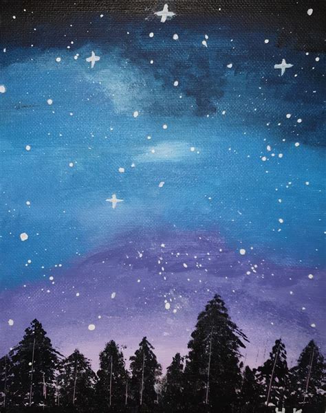 Starry Night Night Sky Art Night Sky Painting Watercolor Night Sky