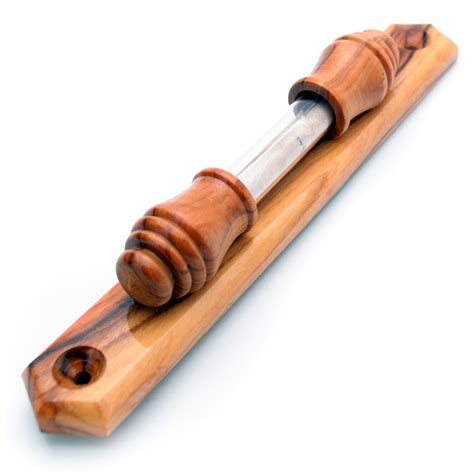 Olive Wood Mezuzah With Display Small Made In Israel