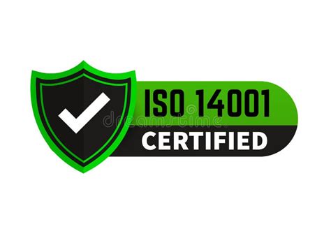 iso 14001 zertifiziertes abzeichen symbol zertifizierungsstempel flachkonstruktionsvektor