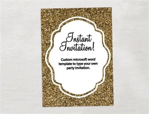 Gold Glitter Party Invitations Instant Download Diy Editable Party