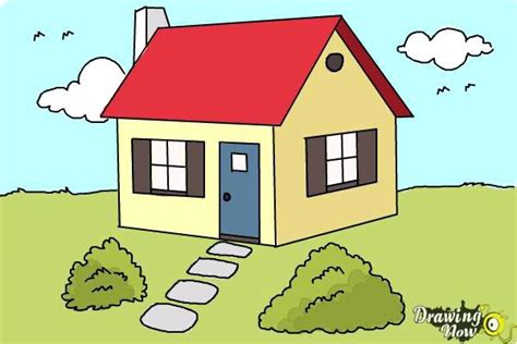 Easy Simple House Drawing With Color Antik Kuriosa