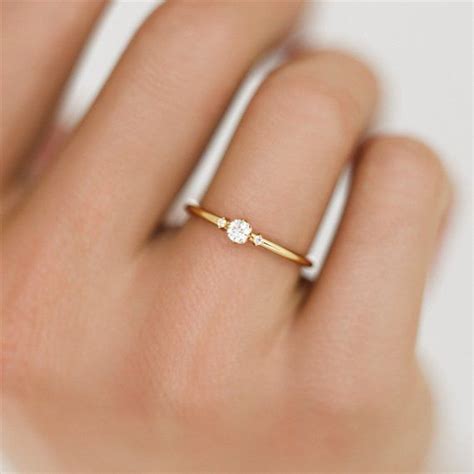 Drei Stein Diamant Ring Zierliche Verlobungsring Zierliche Etsy