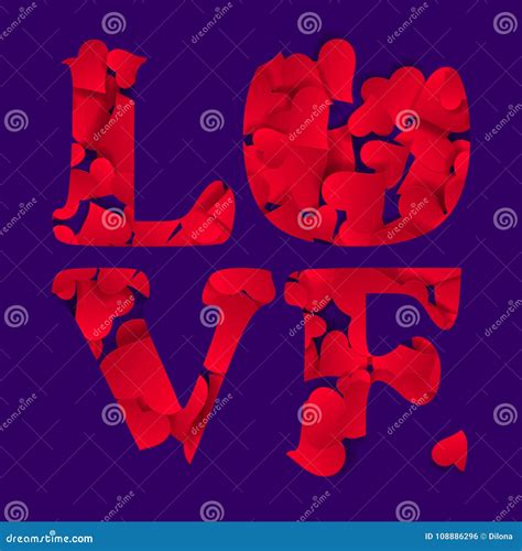 Typographic Love Word Abstract Happy Valentines Day Card Font Type A