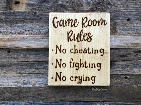 Game Room Decor Game Room Rules Wood Sign Game Room Wall Decor No