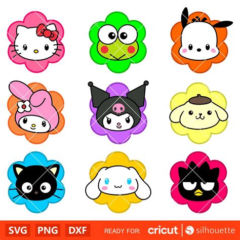 Flower Sanrio Characters Bundle Svg Sanrio Svg Hello Kitty Inspire