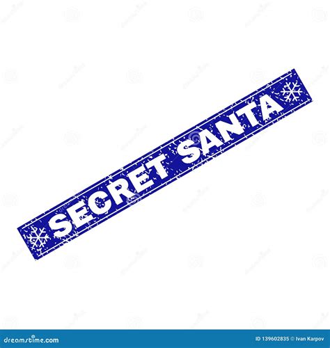 Secret Santa Scratched Rectangle Stamp Seal With Snowflakes Stock