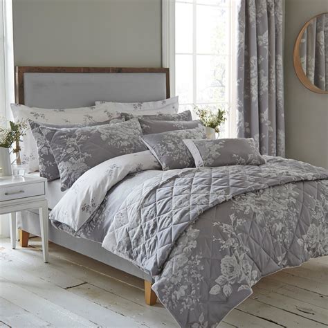 Laura Grey Jacquard Bed Linen Collection Dunelm