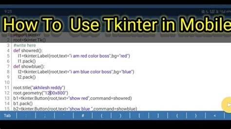 How To Use Tkinter In Android Mobile Tkinter In Android Tutorial 1