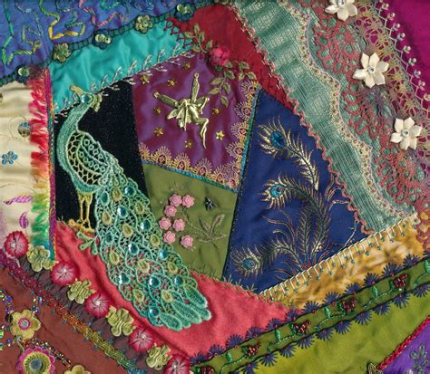 Learn the ins and outs of adding bead and ribbon work to crazy quilts. Viv's Crazy Quilting Journey: Four coloured Crazy Quilt ...