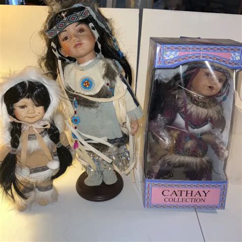 native american indian porcelain doll lot cathay collection 1 in box 2 no box 42 64 picclick