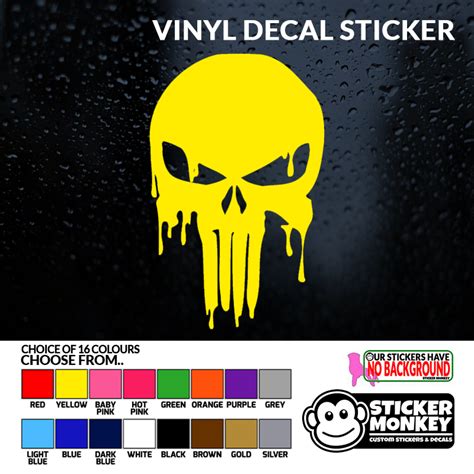 Bloody Punisher Skull Vinyl Sticker With 6 Size And 16 Colour Choices