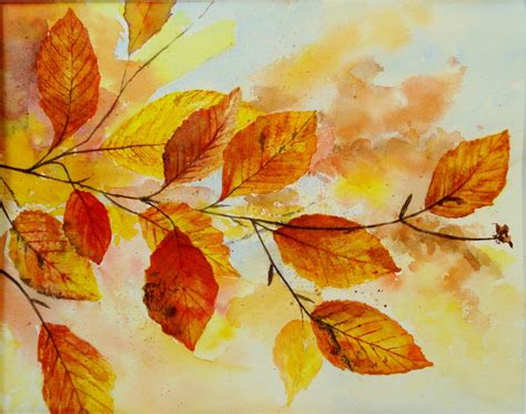 Original Watercolor Painting Fall Leaves Watercolor Art Etsy Autumn