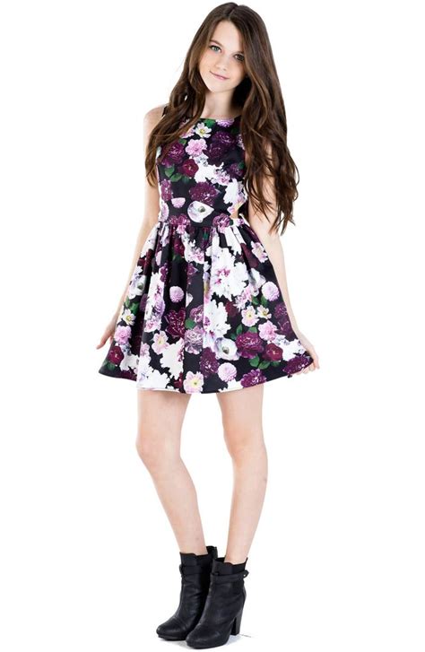 Miss Behave Amber Sleeveless Floral Print Side Cutout Dress Big