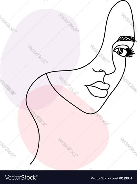 Woman Face Portrait In Continuous One Line Drawing