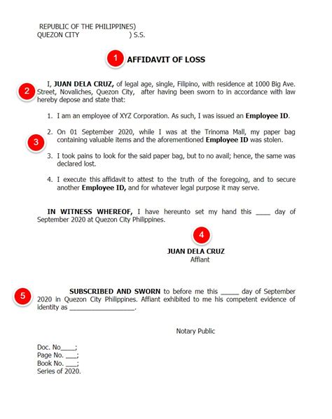 Affidavit Of Loss Template Word Philippines Resume Examples Images And Photos Finder